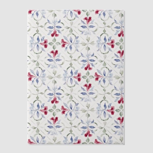 トロピカルモロッコの戸口の水の色のパターン ベラム紙招待状 (正面)