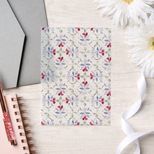 トロピカルモロッコの戸口の水の色のパターン ベラム紙招待状 (ウェディング)