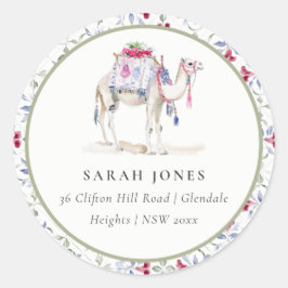 トロピカルモロッコの水色のラクダの住所 ラウンドシール