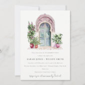 トロピカルモロッコドーンウォーターカラー婚約 招待状 (正面)