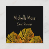 トロピカルモンスタラ離れパームスエレガントブラック金ゴールド スクエア名刺 (正面)