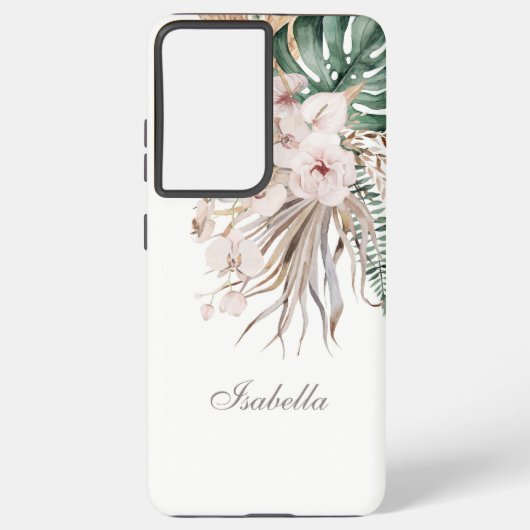 トロピカルモンスターアンドオーキッド名前をカスタムする SAMSUNG GALAXYケース (裏面)
