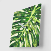 トロピカルモンスターリーフウォールクロック – バケーションタイム スクエア壁時計 (傾斜)