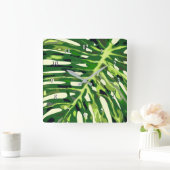 トロピカルモンスターリーフウォールクロック – バケーションタイム スクエア壁時計 (ホーム)