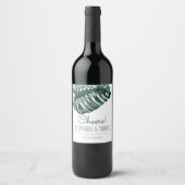 トロピカルモンスターリーフモダンビーチ結婚式 ワインラベル (正面)