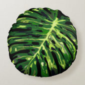 トロピカルモンスターリーフ – カラーの選択/追加 ラウンドクッション (正面)