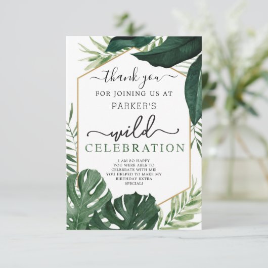 トロピカルモンスターワイルドワン誕生日サンキューカード 招待状 (スタンド正面)