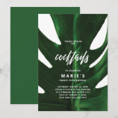トロピカルモンステラの葉のパーティー 招待状 (正面/裏面)