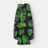 トロピカルモンステラウォーターカラーグリーンカスタムイニシャル ボトルクーラー (裏面)