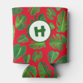 トロピカルモンステラウォーターカラーホリデーグリーンカスタム 缶クーラー (裏面)