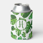 トロピカルモンステラウォーターカラーホワイトグリーンカスタム 缶クーラー (缶正面)