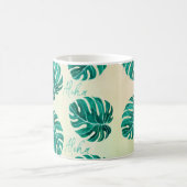 トロピカルモンステラエメラルドグリーン葉パームアロハ コーヒーマグカップ (中央)