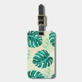 トロピカルモンステラエメラルドグリーン葉パームアロハ ラゲッジタグ (正面縦)