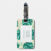 トロピカルモンステラエメラルドグリーン葉パームアロハ ラゲッジタグ (裏面縦)