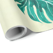 トロピカルモンステラエメラルドグリーン葉パームアロハ ラッピングペーパー (ロールコーナー)