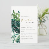 トロピカルモンステラグリーンファウナーズブライダルシャワー招待状 サンキューカード (スタンド正面)