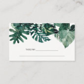 トロピカルモンステラグリーンファーンズリーフブライダルシャワー プレイスカード (裏面)