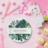 トロピカルモンステラグリーンリーフブライダルシャワーナプク ペーパープレート (パーティー)