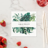 トロピカルモンステラグリーン葉ブライダルシャワー スタンダードカクテルナプキン (インサイチュ)