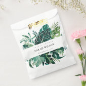 トロピカルモンステラグリーン葉ブライダルシャワー フェイバーバッグ (封をした状態)