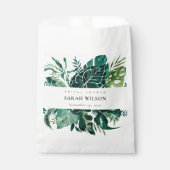 トロピカルモンステラグリーン葉ブライダルシャワー フェイバーバッグ (正面)