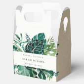 トロピカルモンステラグリーン葉ブライダルシャワー フェイバーボックス (オープン)