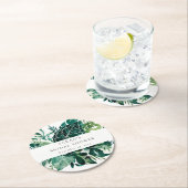 トロピカルモンステラグリーン葉ブライダルシャワー ラウンドペーパーコースター (インサイチュ)