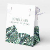 トロピカルモンステラパームビーチ結婚式レトロ フェイバーボックス (裏面サイド)