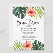 トロピカルモンステラパームブライダルシャワー 招待状 (正面)