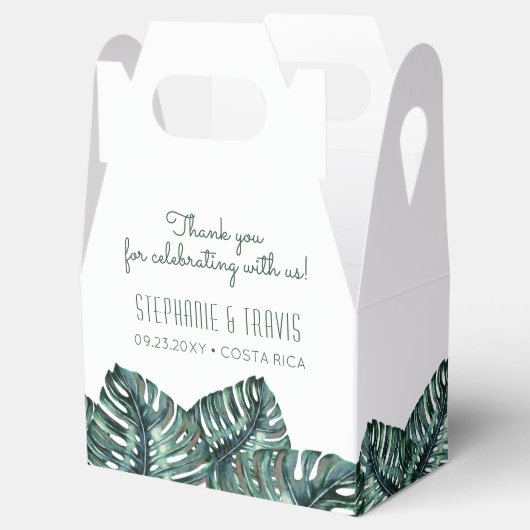 トロピカルモンステラパームレトロモダンビーチ結婚式Fav フェイバーボックス (オープン)