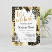トロピカルモンステラパーム金ゴールドブラックレッツ祝ズ 招待状 (スタンド正面)