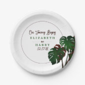 トロピカルモンステラビーチ結婚式 ペーパープレート (正面)