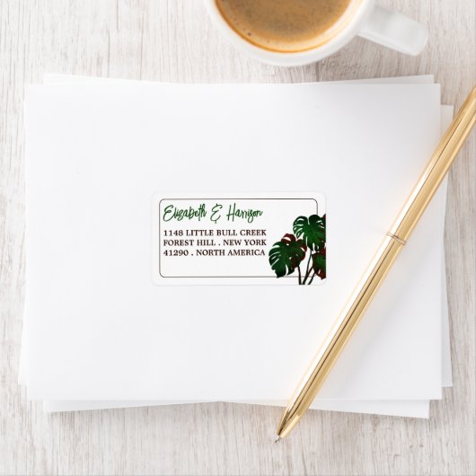 トロピカルモンステラビーチ結婚式 ラベル (インサイチュ)