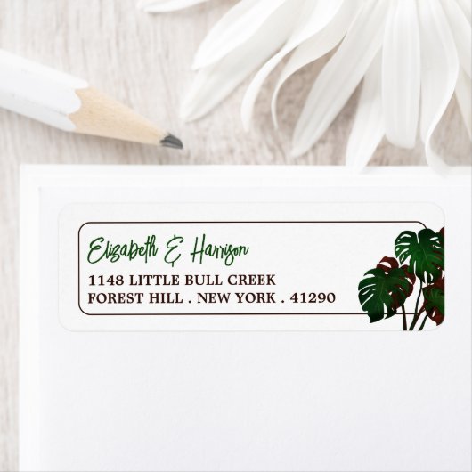 トロピカルモンステラビーチ結婚式 ラベル (インサイチュ)