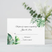 トロピカルモンステラボタニカル&金ゴールド結婚ズ 出欠カード (スタンド正面)