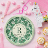 トロピカルモンステラリーフファミリー懇親会 モノグラムの ペーパープレート (パーティー)