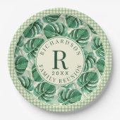 トロピカルモンステラリーフファミリー懇親会 モノグラムの ペーパープレート (正面)