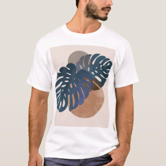 トロピカルモンステラリーフミニマリストボタニカルTシャツ Tシャツ