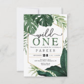 トロピカルモンステラワイルドワンファースト誕生日招待状 招待状 (正面)