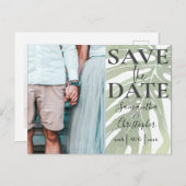 トロピカルモンステラ写真の日付を結婚保存 案内ポストカード (正面/裏面)