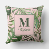 トロピカルモンステラ名前をカスタムするとイニシャル クッション (裏面)