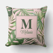 トロピカルモンステラ名前をカスタムするとイニシャル クッション (正面)