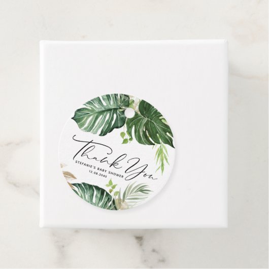 トロピカルモンステラ夏の赤ちゃんシャワーありがとう フェイバータグ (インサイチュ)