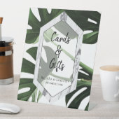 トロピカルモンステラ大理石ウェディングカード&ギフト 台座サイン (インサイチュ)