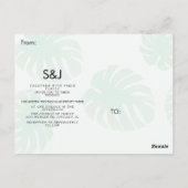 トロピカルモンステラ手描きボタニー結婚ズ ポストカード (裏面)