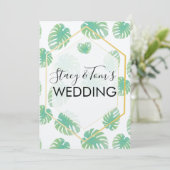 トロピカルモンステラ手描きボタ結婚ニー自然 招待状 (スタンド正面)