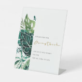 トロピカルモンステラ結婚リーフのゲストブックのサイン 台座サイン (正面)