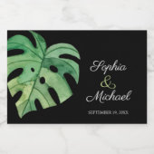 トロピカルモンステラ結婚リーフon Black's MINI スパークリングワインラベル (シングルラベル)