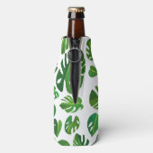 トロピカルモンステラ絵画ウォーターカラーの緑カスタム色 ボトルクーラー (ボトル裏面)