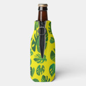 トロピカルモンステラ絵画ウォーターカラーの緑カスタム色 ボトルクーラー (ボトル裏面)